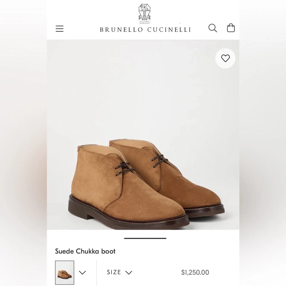 Brunello Cucinelli Beige Suede Chukka Boots